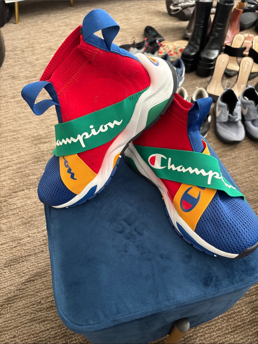 Champion Kids Red Blue Green Yellow Slip-On Sneakers